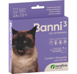 Antipulgas Ourofino Banni 3 para Gatos de 2,6 a 7,5 Kg - 0.9ml