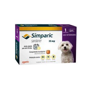 Antipulgas e Carrapatos Zoetis Simparic Cães de 2.6 à 5kg -  1 Comprimido Mastigável 10mg