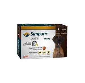 Antipulgas e Carrapatos Zoetis Simparic Cães de 40.1 à 60kg - 1 Comprimido Mastigável  120mg