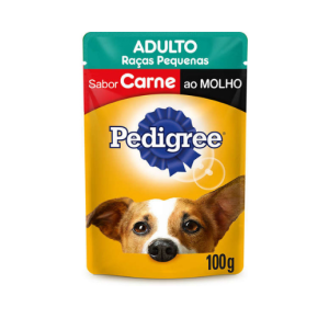  Ração Úmida Pedigree Sachê Cães Adultos de Raças Pequenas - Carne ao Molho 100g