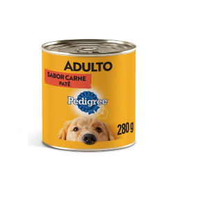 Ração Úmida Pedigree Lata Patê para Cães Adultos  Carne 280g