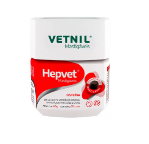 Suplemento Hepvet Mastigável para Cães e Gatos com 30 Comprimidos