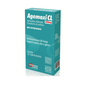 Agemoxi CL 250mg Antibiótico 10 comprimidos Cães e Gatos Agener União