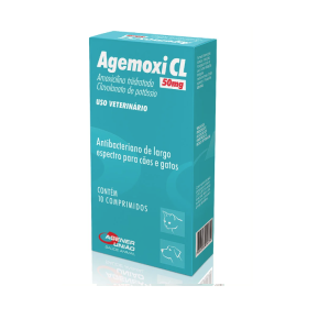 Agemoxi CL 50mg Antibiótico 10 comprimidos Cães e Gatos Agener União