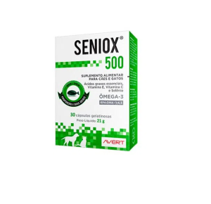 Suplemento Alimentar Seniox 500 mg para Cães e Gatos 30 cápsulas