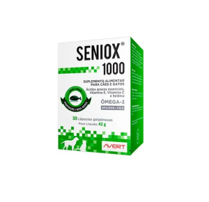 Seniox 1000mg Avert - Suplemento Alimentar para Cães e Gatos 30 cápsulas