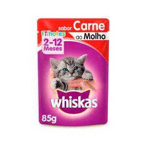 Ração Úmida Whiskas Sachê para Gatos Filhotes Sabor Carne ao Molho - 85g