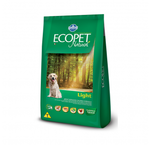 Ração Ecopet Natural Ligth para Cães Adultos Raças Medias e Grandes 15kg