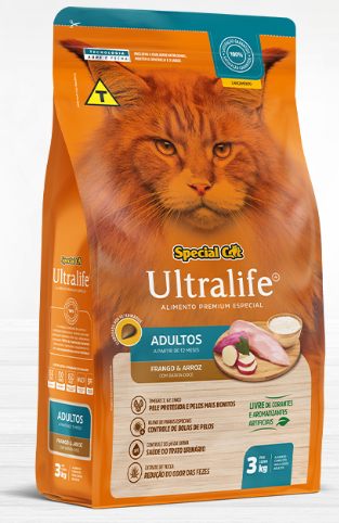 Ração Seca Special Cat Ultralife Frango e Arroz para Gatos Adultos 3Kg