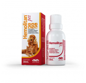 Suplemento Vitamínico Para Cães e Gatos Hemolitan Pet Gotas - 30ml