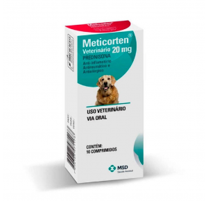 Anti-inflamatório Meticorten 20mg Prednisona para Cães 10 comprimidos