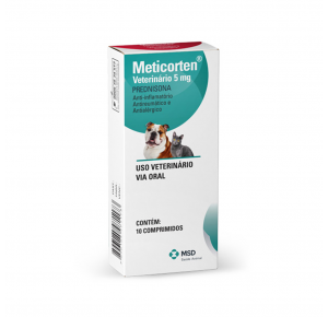 Anti-inflamatório Meticorten 5mg Prednisona para Cães 10 comprimidos