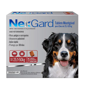 Antipulgas e Carrapatos NexGard para Cães de 25,1 a 50kg