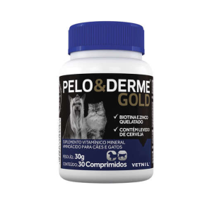 Suplemento Vitamínico Vetnil Pelo & Derme Gold para Cães e Gatos 30 comprimidos
